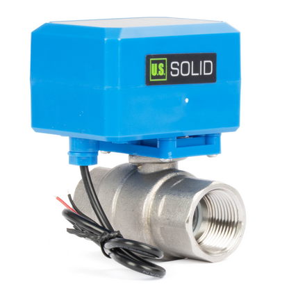 1/2" Motorized Ball Valve - 304SS 9-36V AC/DC 2-Wire Auto Return Electric Ball Valve, Normally Closed, 3 Indicator Lights