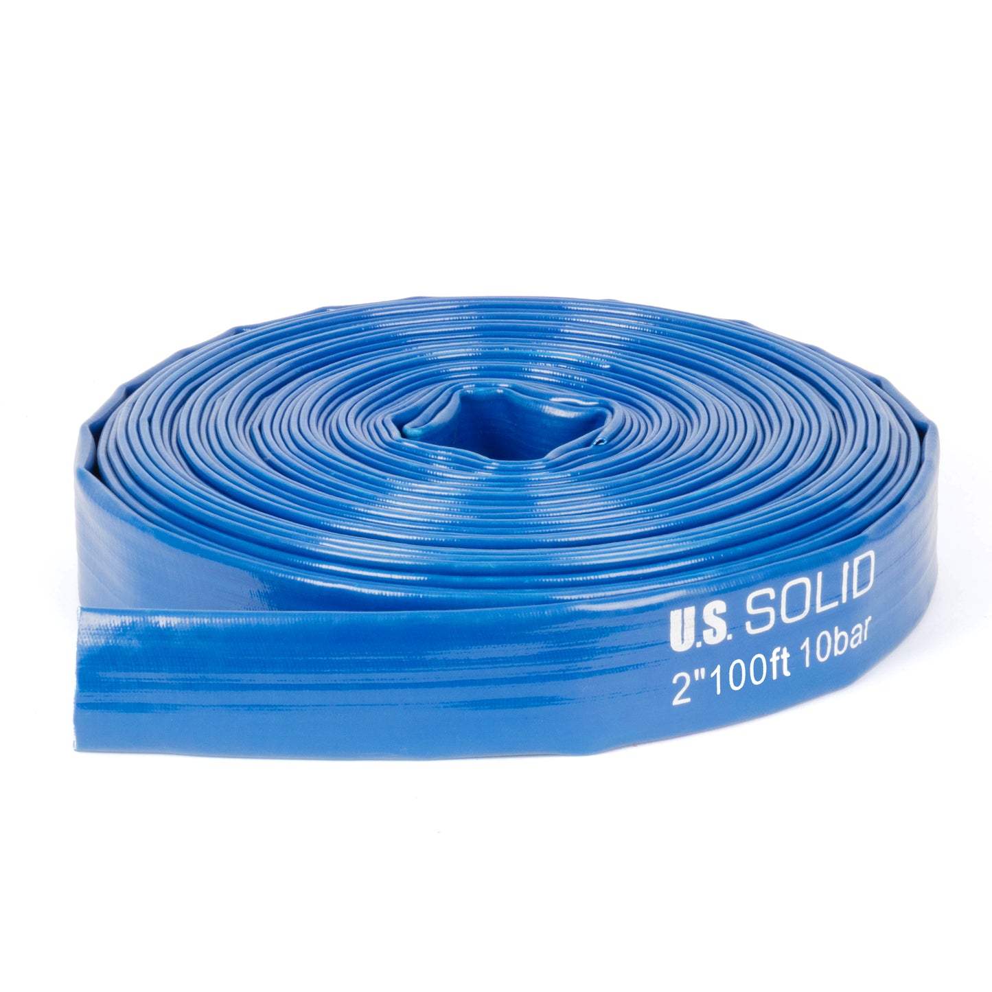 Selang PVC Pipih Bertulang 2" x 100 kaki - Dinding 2mm, 4 Penjepit Selang (Tanpa Fitting)