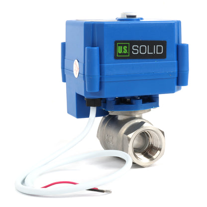 Motorized Ball Valve- 1/2" Stainless Steel Ball Valve with Manual Function, Full Port, 9-24V AC/DC and 2 Wire Auto Return Setup, Normally Open