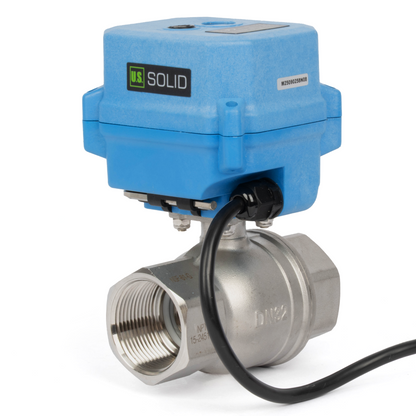 1-1/4" Stainless Steel Motorized Ball Valve - 110V AC Brass Electric Ball Valve, Auto Return, Normally Closed