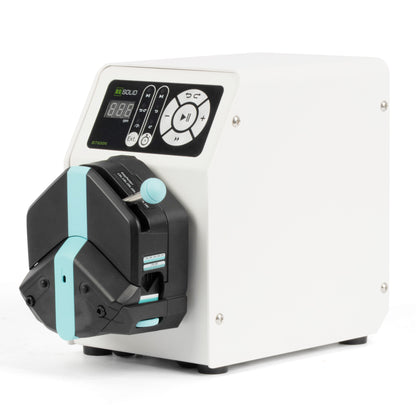 타이머 기능이 있는 소형 연동 펌프 - 1.6mm 벽 두께용 속도 조절 가능 단일 채널 (0.0053-2580mL/min)