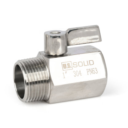 U.S. Solid 2 stk. 1/4" minikuleventil 304 rustfritt stål hunn × hann NPT gjenger