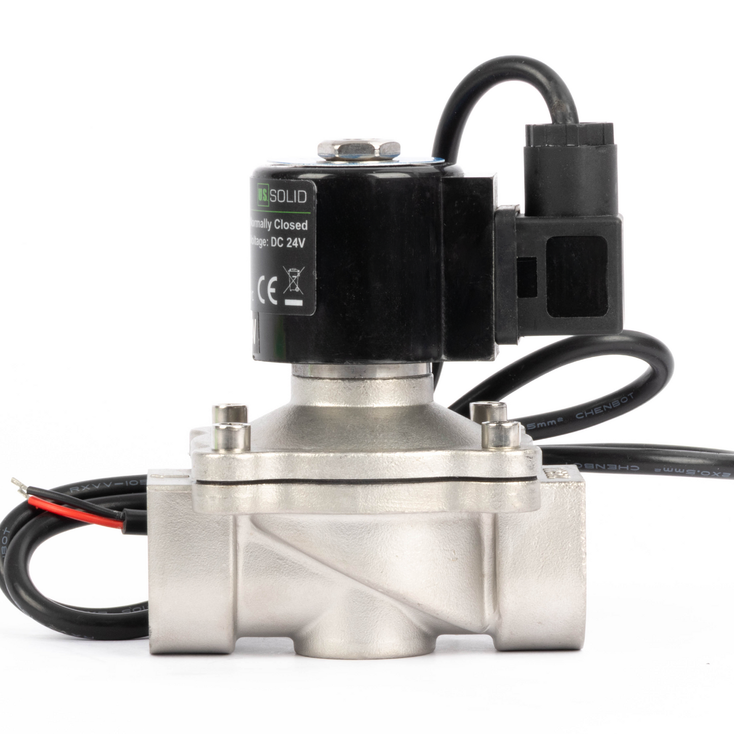 1/2" magnetventil - 24V DC elektrisk magnetventil i rustfrit stål, normalt lukket, IP68
