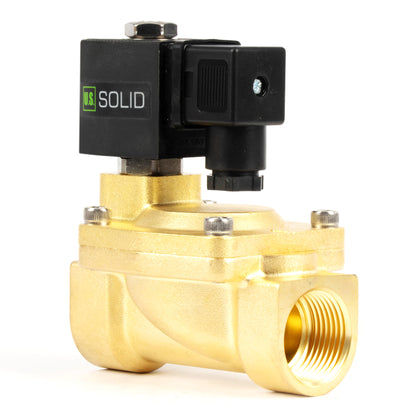 วาล์วโซลินอยด์ทองเหลืองขนาด 1 นิ้ว - 110V / 220V AC, ปกติปิด, 4.4-232 PSI, ซีล VITON