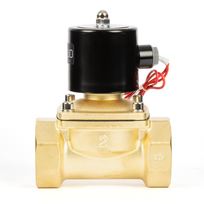 2" Brass Solenoid Valve - 24V DC Normally Closed, Viton Seal