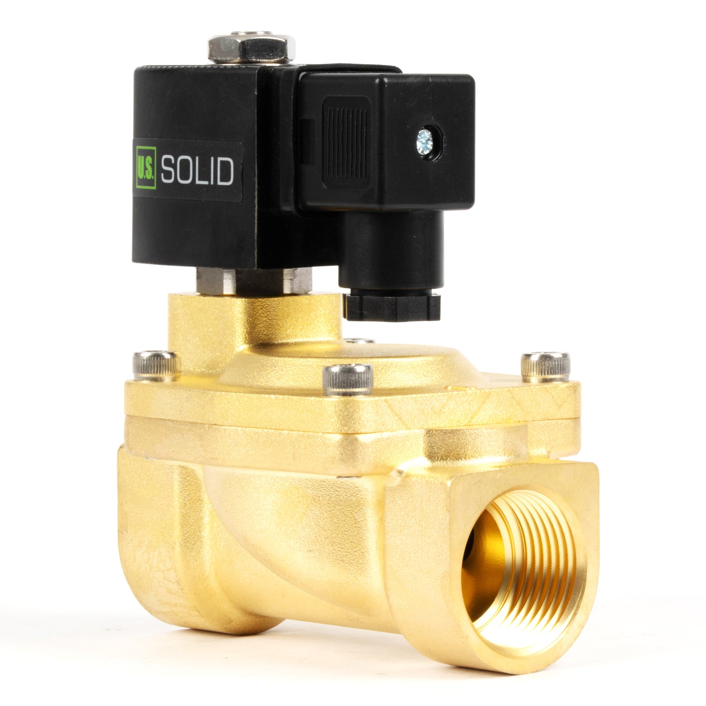 Válvula solenoide de latão de 1" - 24 V CC, normalmente aberta, 4,4-232 PSI, vedação em VITON
