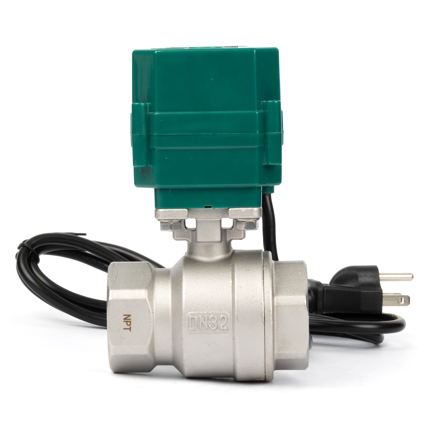 U.S. Solid 1-1/4"" Μηχανοκίνητη σφαιρική βαλβίδα, 110VAC, ανοξείδωτο ατσάλι, αυτόματη επιστροφή, κανονικά κλειστό, με βύσμα ΗΠΑ