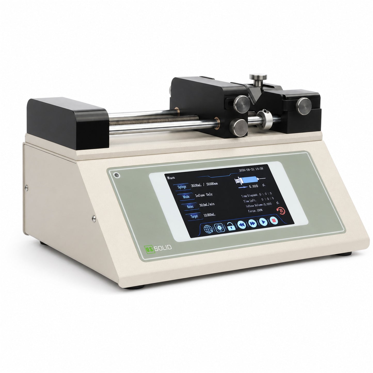 High-Precision Lab Syringe Pump, 0.7 pL/min, ±0.1% Accuracy, Touchscreen