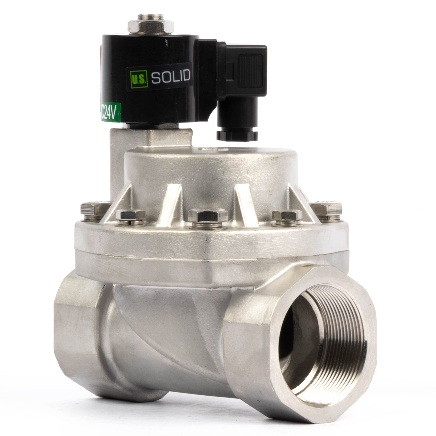 Électrovanne haute température - 50 mm (2") en acier inoxydable, 50 bar (725 PSI), 24 V CC, 150 °C (302 °F), normalement fermée, joint VITON