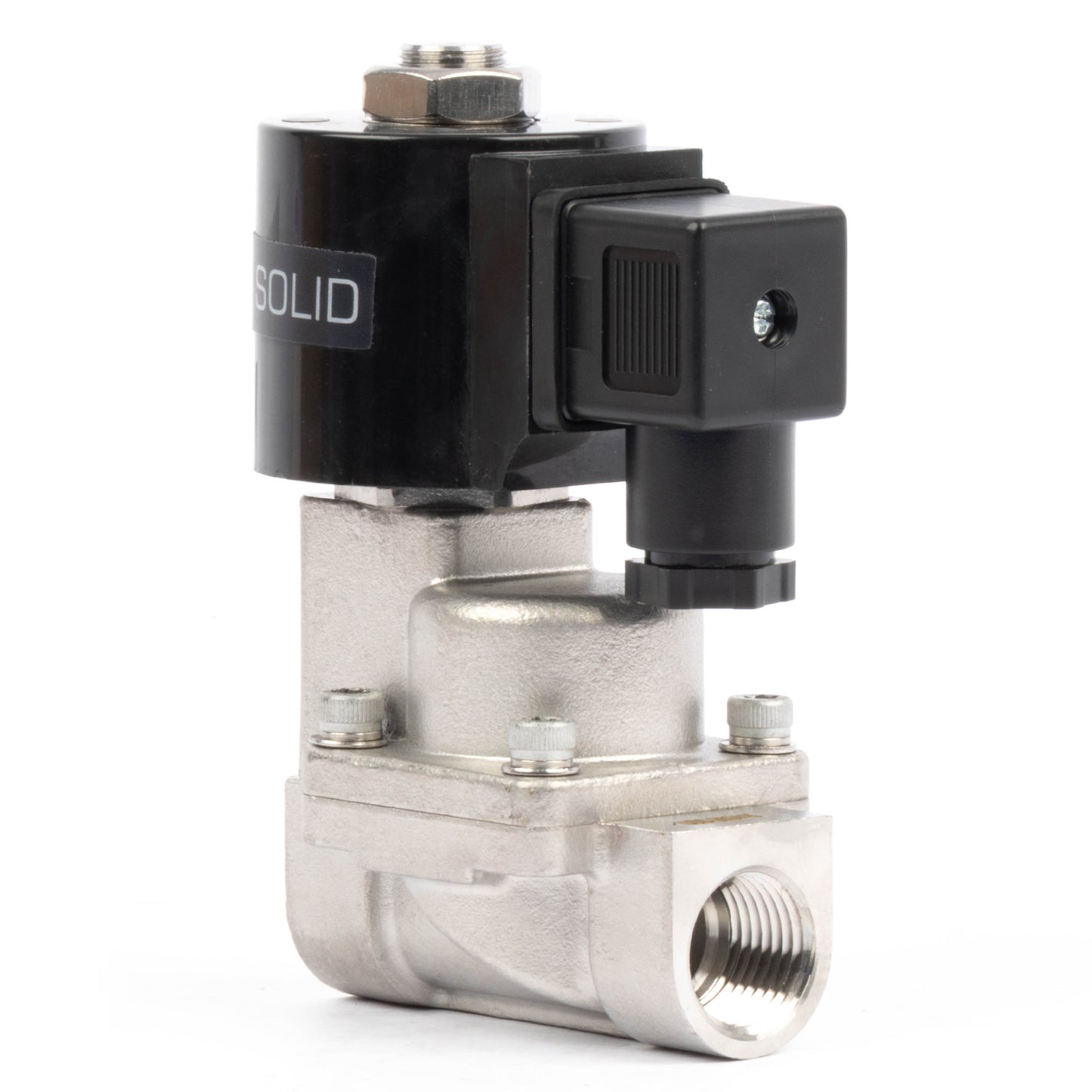Høytemperatur magnetventil - 1/2" rustfritt stål, 725 PSI, 110V/220V AC, 302°F (150°C), normalt lukket, VITON-tetning