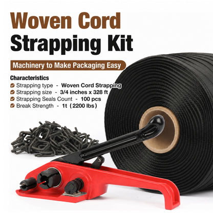Kit de flejado con cordón tejido de 3/4", kit de tensor para herramientas de embalaje de palets