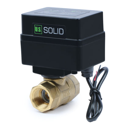 1/2" Motorized Ball Valve - Brass Electric Ball Valve with 3 Indicator Lights - 2 Wire Auto Return, Normally Closed, 9-36V AC/DC by U.S. Solid