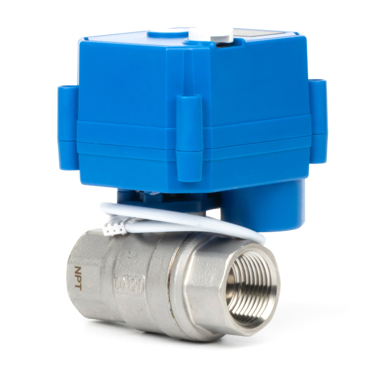 3/4" Motorized Ball Valve with Manual Function - 2 Wire Auto Return, Stainless Steel, 85-265V AC, Full Port, Normally Closed