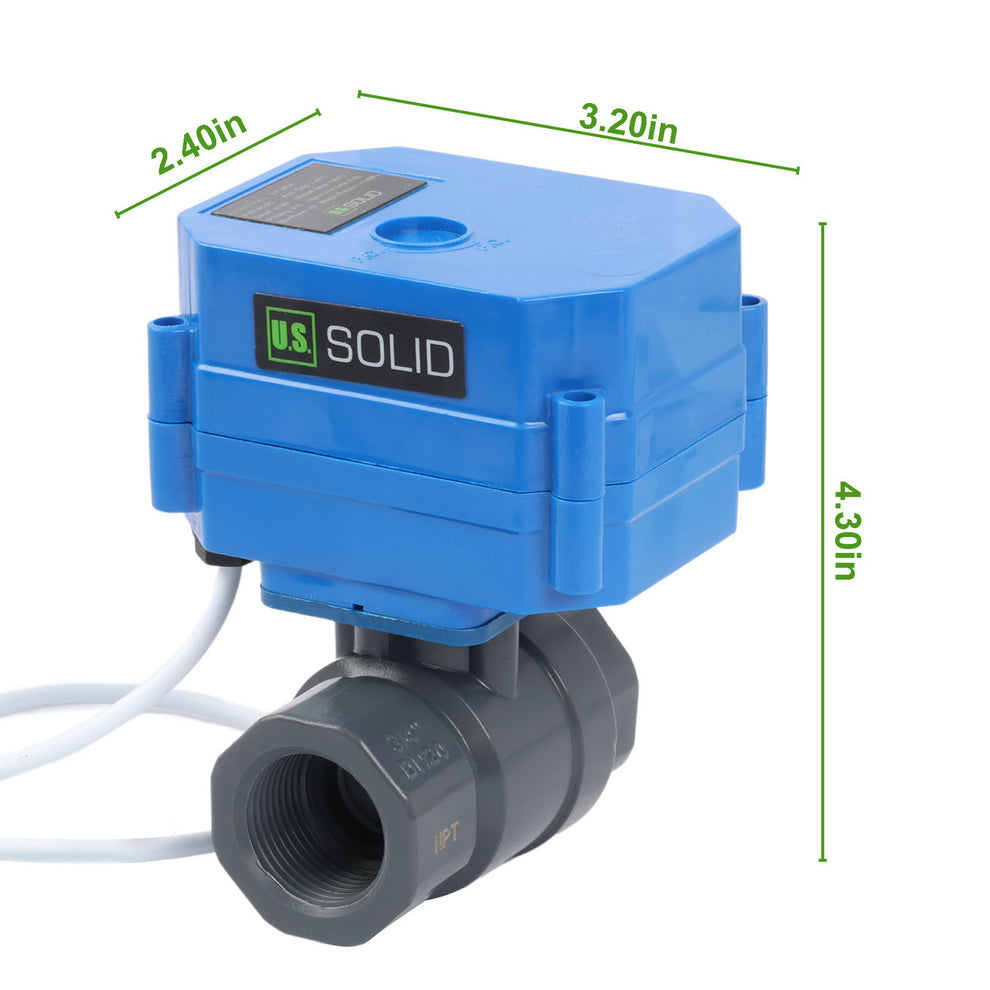 3/4" Motorized Ball Valve - Stainless Steel Electric Ball Valve With 3 Indicator Lights - 2 Wire Auto Return, Normally Closed, 9-36V AC/DC By U.S