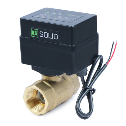 3/4" Motorized Ball Valve - Brass Electric Ball Valve with 3 Indicator Lights - 2 Wire Auto Return, Normally Closed, 9-36V AC/DC by U.S. Solid