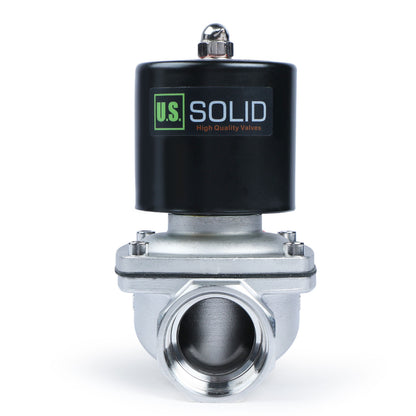 Válvula solenoide de 1-1/4" - Válvula solenoide eléctrica de acero inoxidable de 12 V CC, normalmente abierta, sello de Viton