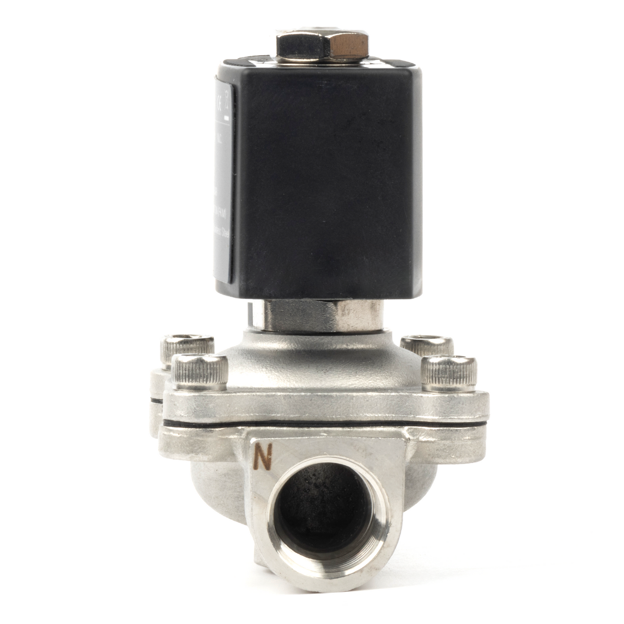 1/2" Stainless Steel Electric Solenoid Valve - 24V DC, Normally Closed, 145 PSI, VITON