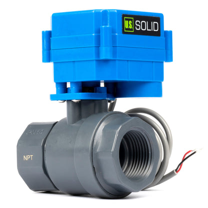 1” UPVC Motorized Ball Valve - Normally Open 9-36V AC/DC Plastic Electrical Ball Valve with Full Port, 2 Wire Auto Return