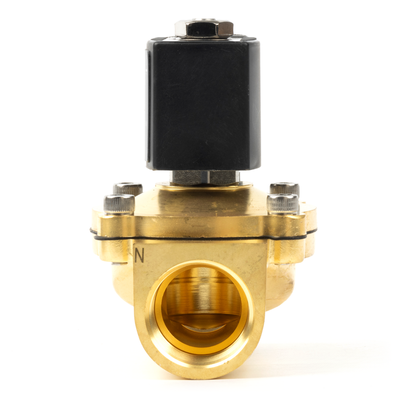 1" Brass Electric Solenoid Valve - 12V DC, Normally Closed, 145 PSI, VITON