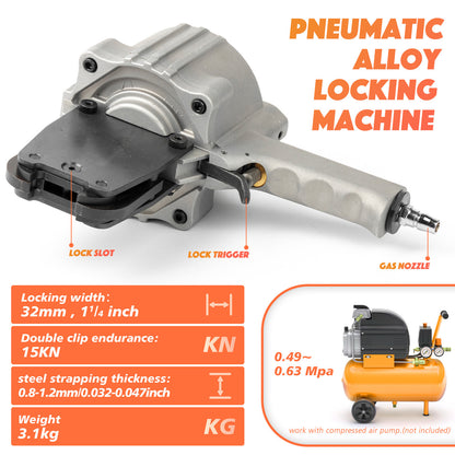 آلة التغليف الفولاذية الهوائية من US SOLID لربط الأشرطة المعدنية بعرض 1.25 بوصة