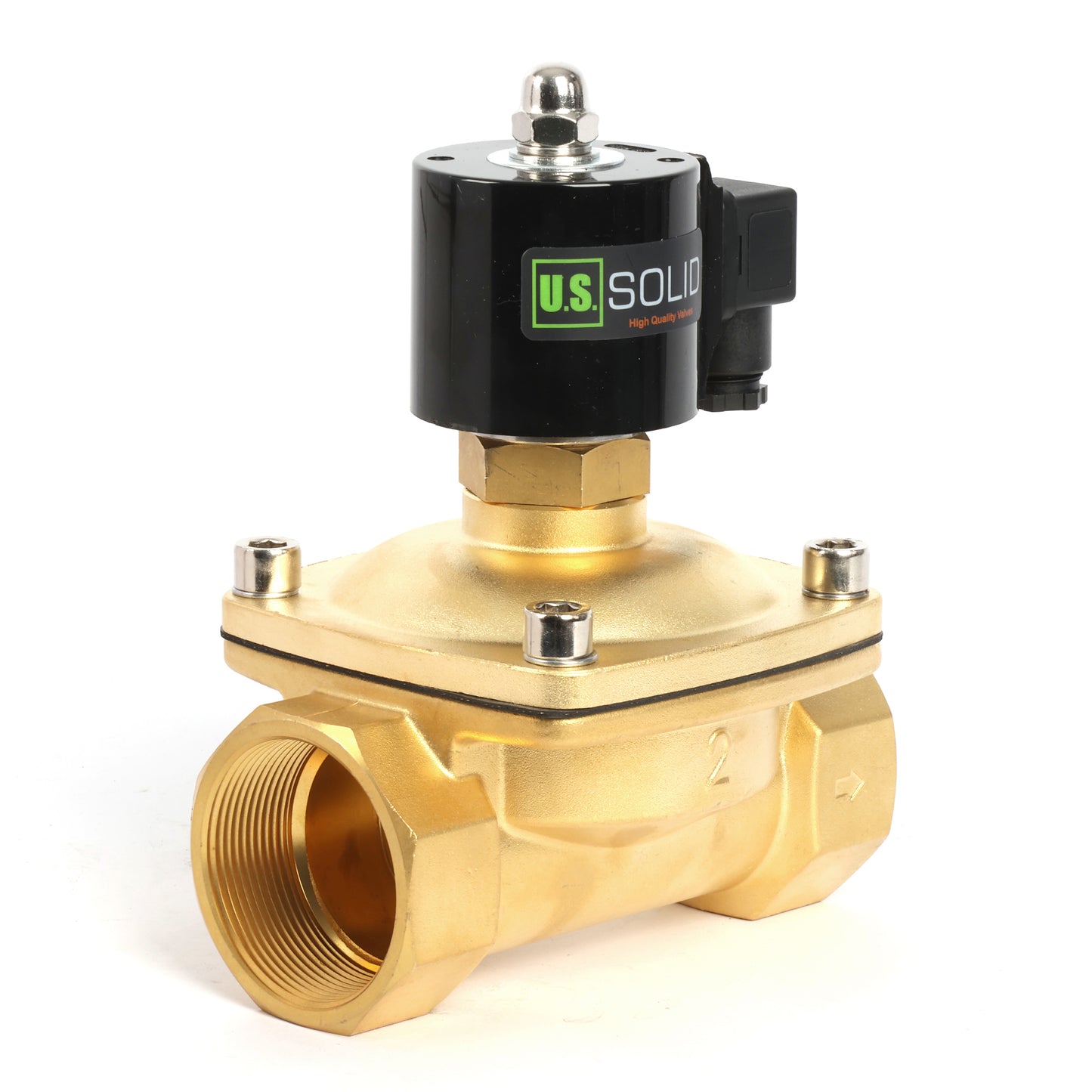 2"-Magnetventil – 12-V-Gleichstrom-Magnetventil, Messing, normalerweise offen, Viton-Dichtung