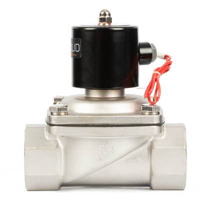 2" Stainless Steel Solenoid Valve - 24V DC Normally Closed, Viton Seal