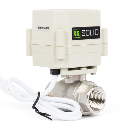 1/2" Motorized Ball Valve with Timer, Auto-Return Fail Safe & Power-Off Memory, 2-Way 304SS Electric Actuator, IP67, AC/DC 9-24V