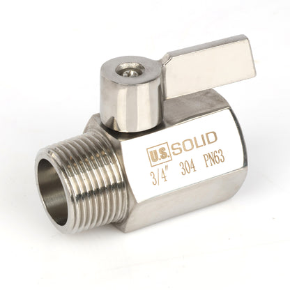 U.S. Solid 2 stk. 1/4" minikuleventil 304 rustfritt stål hunn × hann NPT gjenger