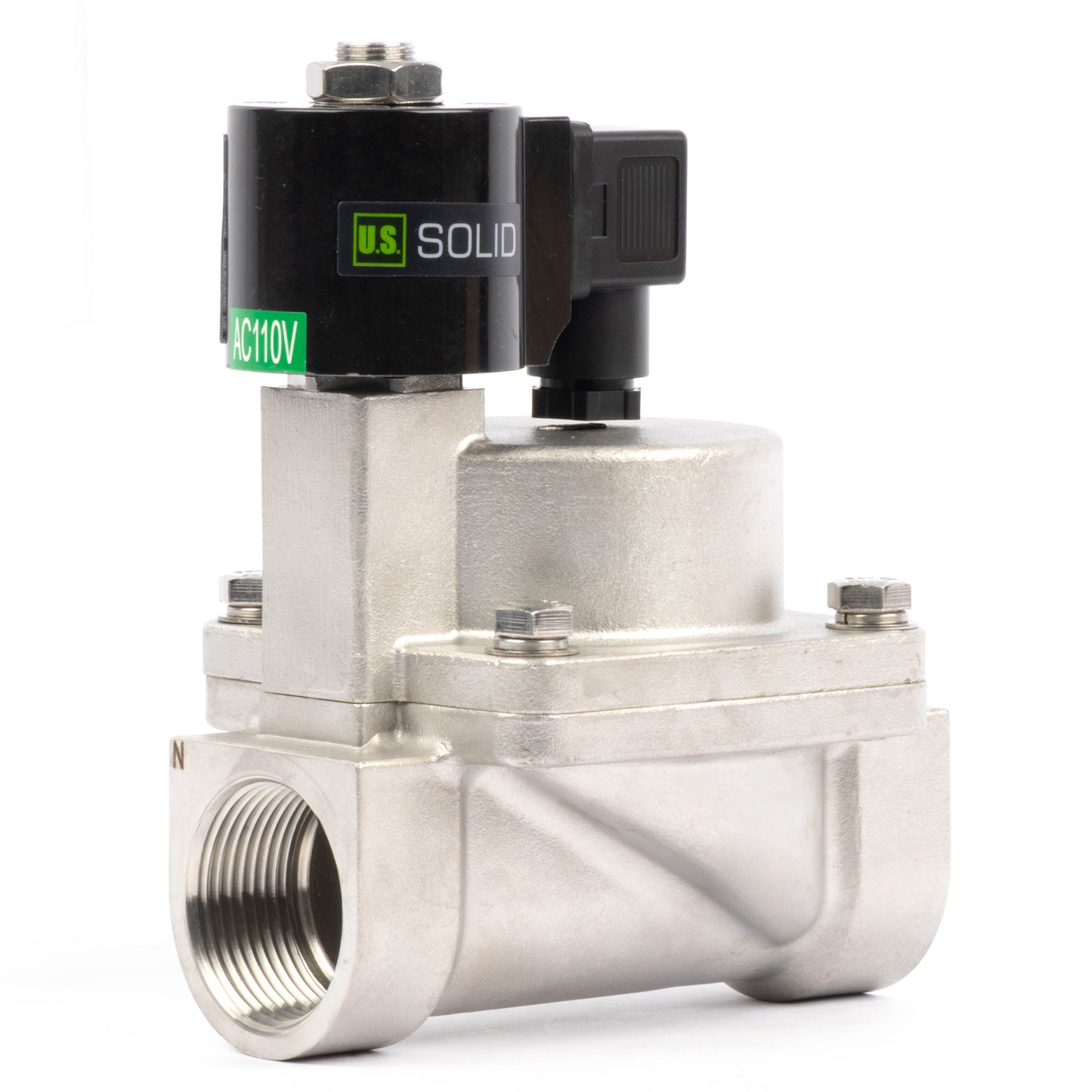 Högtemperaturmagnetventil - 1-1/4" rostfritt stål, 725 PSI, 110V/220V AC, 302°F (150°C), normalt stängd, VITON-tätning