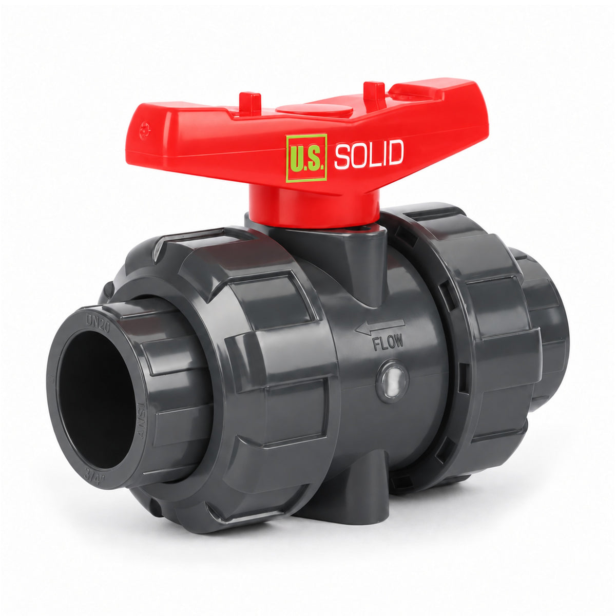 3/4" PVC True Union Ball Valve, Full Port, Slip Socket, Schedule 40 and 80 Compatible, 150 psi, PTFE Seat, EPDM O-Ring,  2 Pack