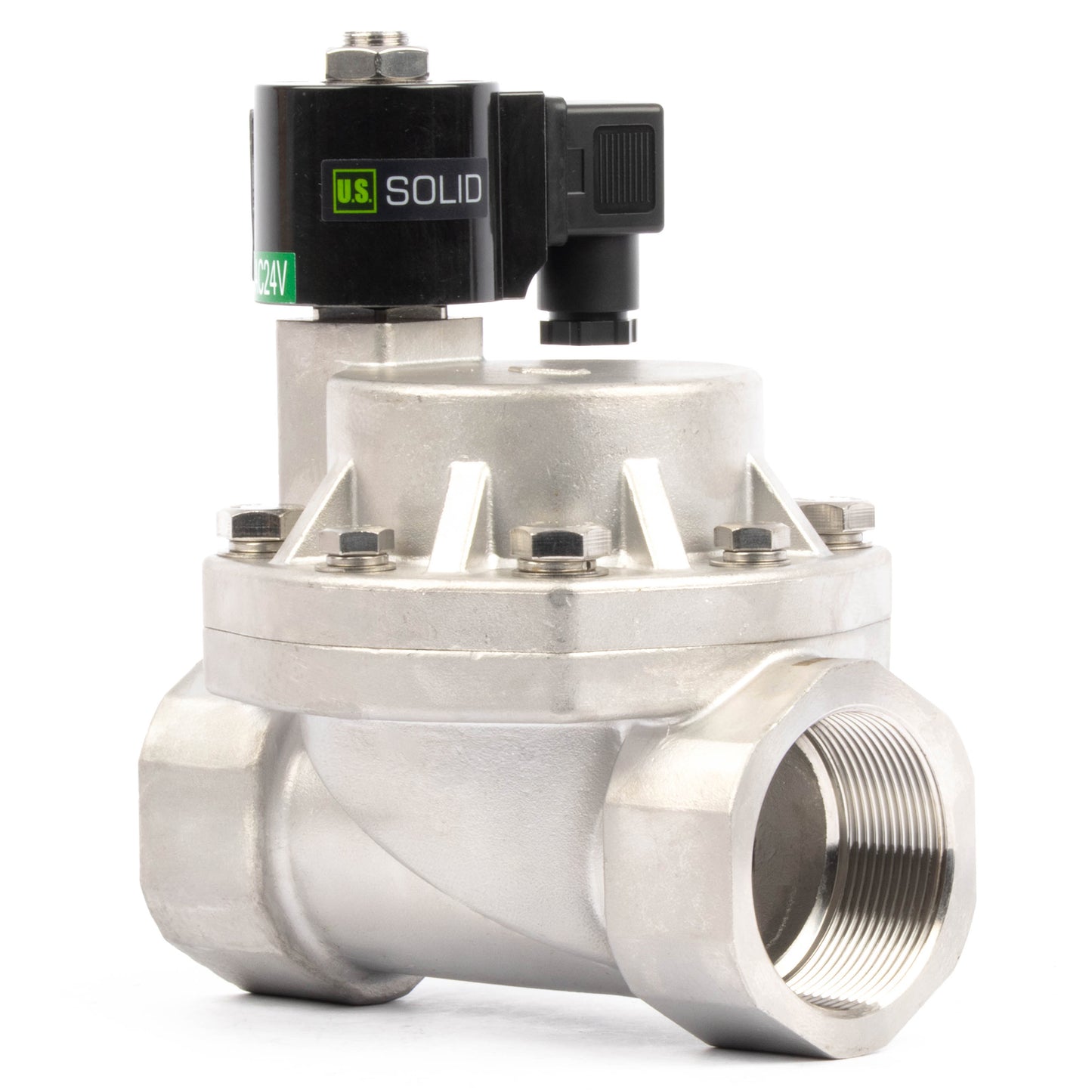 Électrovanne haute température - 50 mm (2") en acier inoxydable, 50 bar (725 PSI), 24 V CA, 150 °C (302 °F), normalement fermée, joint VITON