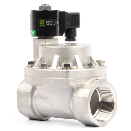 Électrovanne haute température - 50 mm (2") en acier inoxydable, 50 bar (725 PSI), 24 V CA, 150 °C (302 °F), normalement fermée, joint VITON