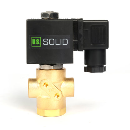 1/4" messinkinen 3-tie solenoidiventtiili - 12 V DC 2 asentoa
