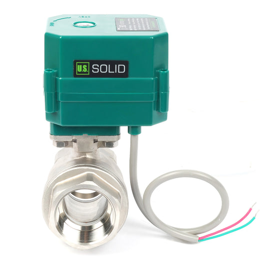 1-1/4" Motorized Ball Valve - Stainless Steel 2-wire Auto Return, 9-24V AC/DC Electric Ball Valve with Full Port, , Normally Open