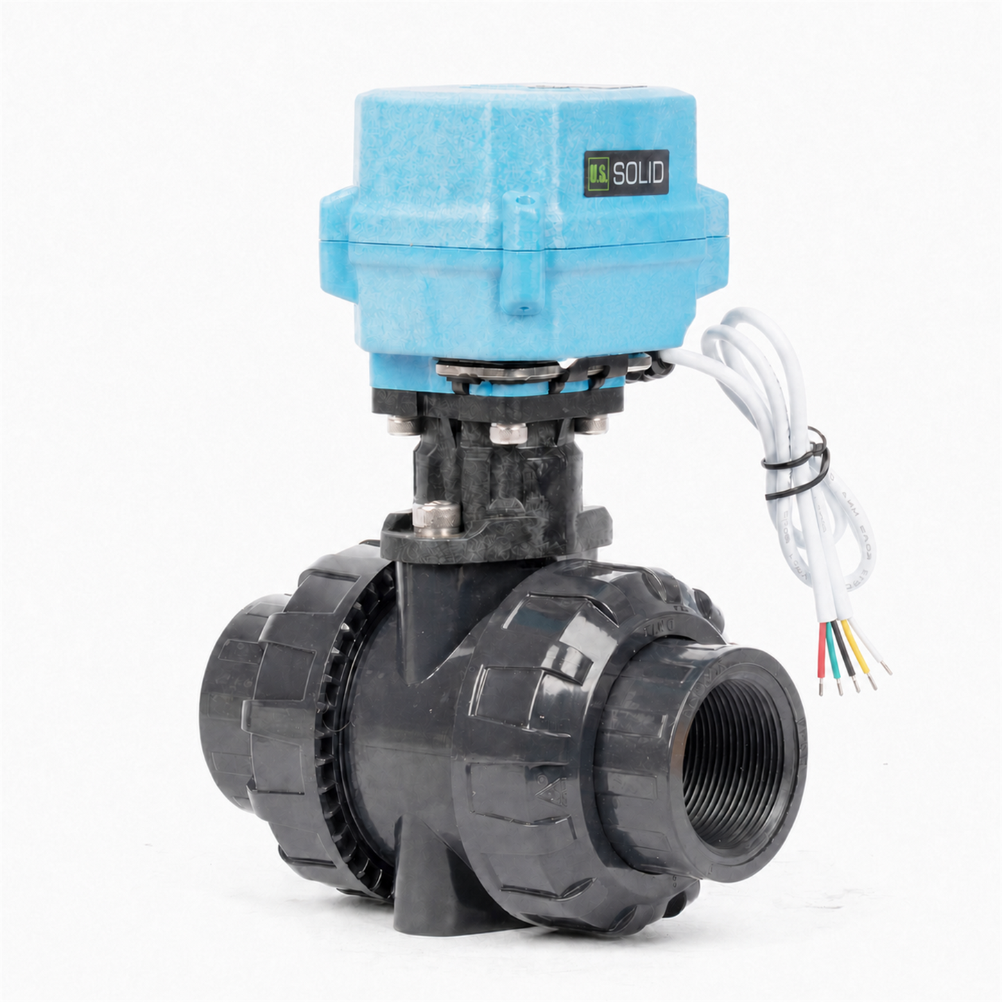 1-1/2" Proportional Motorized Ball Valve, UPVC Modulating Flow Control Valve, 4-20mA Input/Feedback, DC 12-24V, 5-Wire, IP67 Full Port for HVAC Automation