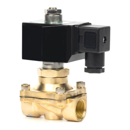 Injap Solenoid Elektrik Loyang 1/2" - 24V DC, Biasanya Tertutup, 145 PSI, VITON