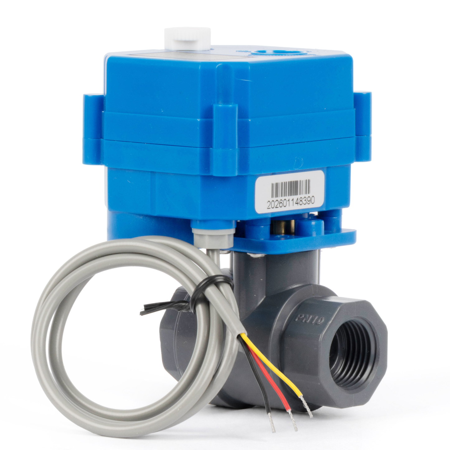1/2" UPVC Motorized Ball Valve - 3 Wire Dual Control with Manual Function, 9-36V DC