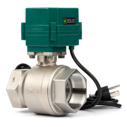 U.S. Solid 2" motoriseret kugleventil, 110VAC, rustfrit stål, automatisk retur, normalt lukket, med amerikansk stik