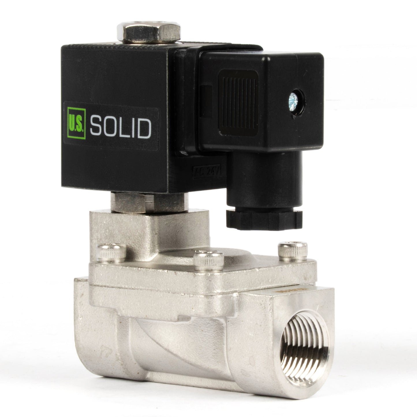 1/2" Stainless Steel  Solenoid Valve - 24V AC, Normally Closed, 4.4-232 PSI, VITON Seal