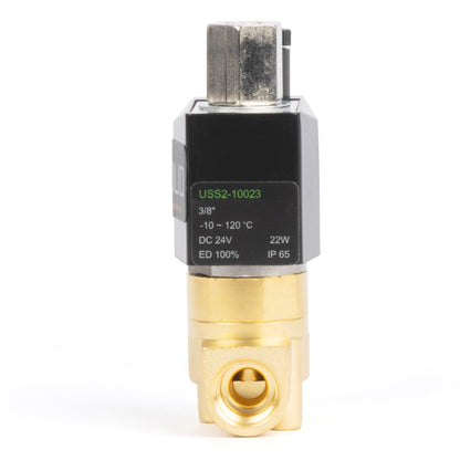 Katup Solenoid Elektrik Kuningan 3/8", DC 24V, Normally Open, Segel Viton
