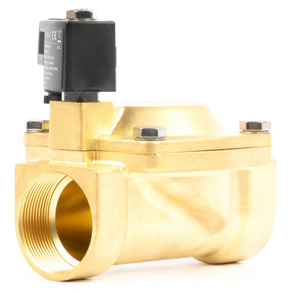 2"-Magnetventil aus Messing – 12 V DC, normalerweise geschlossen, 4,4–232 PSI, VITON-Dichtung