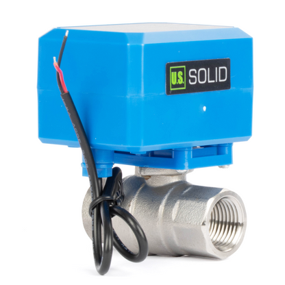 3/4" Motorized Ball Valve - 304SS 9-36V AC/DC 2-Wire Auto Return Electric Ball Valve, Normally Closed, 3 Indicator Lights