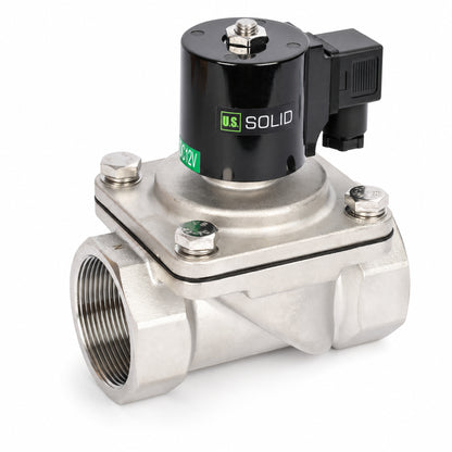 2" magnetventil - rustfritt stål 12V DC normalt lukket med Viton-tetning, koblingsbokstype
