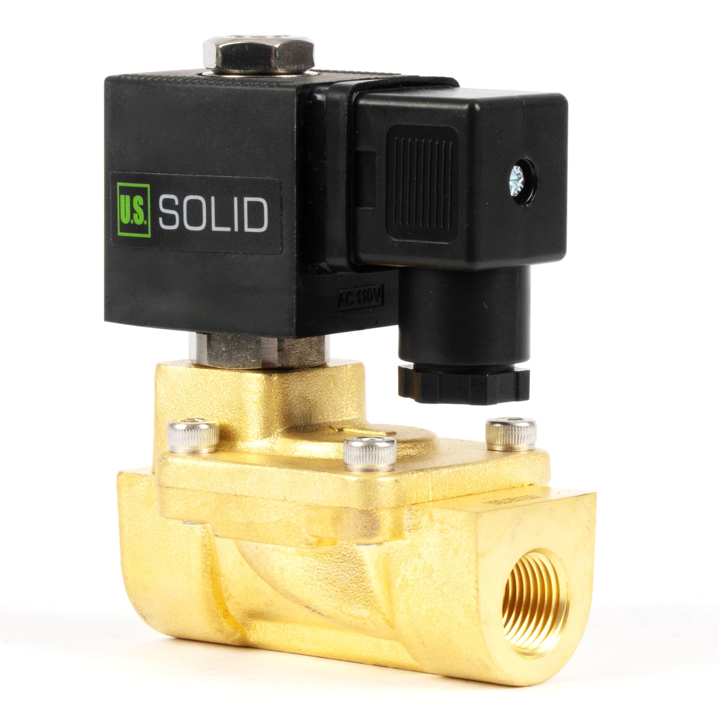 Katup Solenoid Kuningan 3/8" - 110V / 220V AC, Tertutup Normal, 4,4-232 PSI, Segel VITON