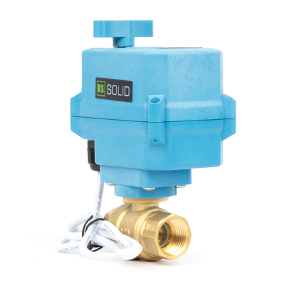 1/2" Quick-Release Motorized Ball Valve - Brass, DC12~24V/AC24V, 2-Wire Auto-Return with Manual Override, IP67