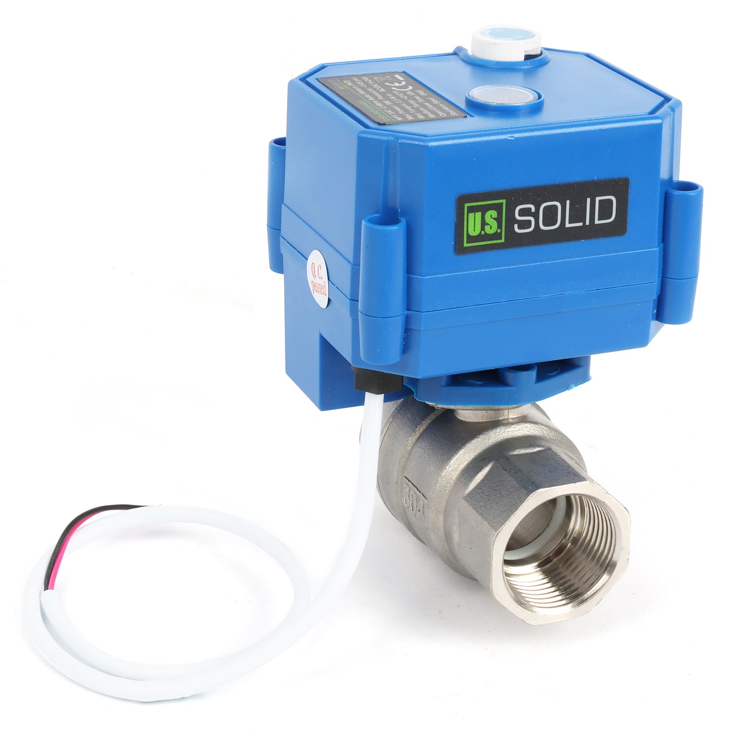 Motorized Ball Valve- 3/4" Stainless Steel Ball Valve with Manual Function, Full Port, 9-24V AC/DC and 2 Wire Auto Return Setup, Normally Open