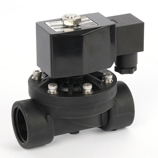 1" Plastic PA66 Solenoid Valve 110V/220V AC, 0-6 Bar, Normally Open, NBR Seal for Water, Air