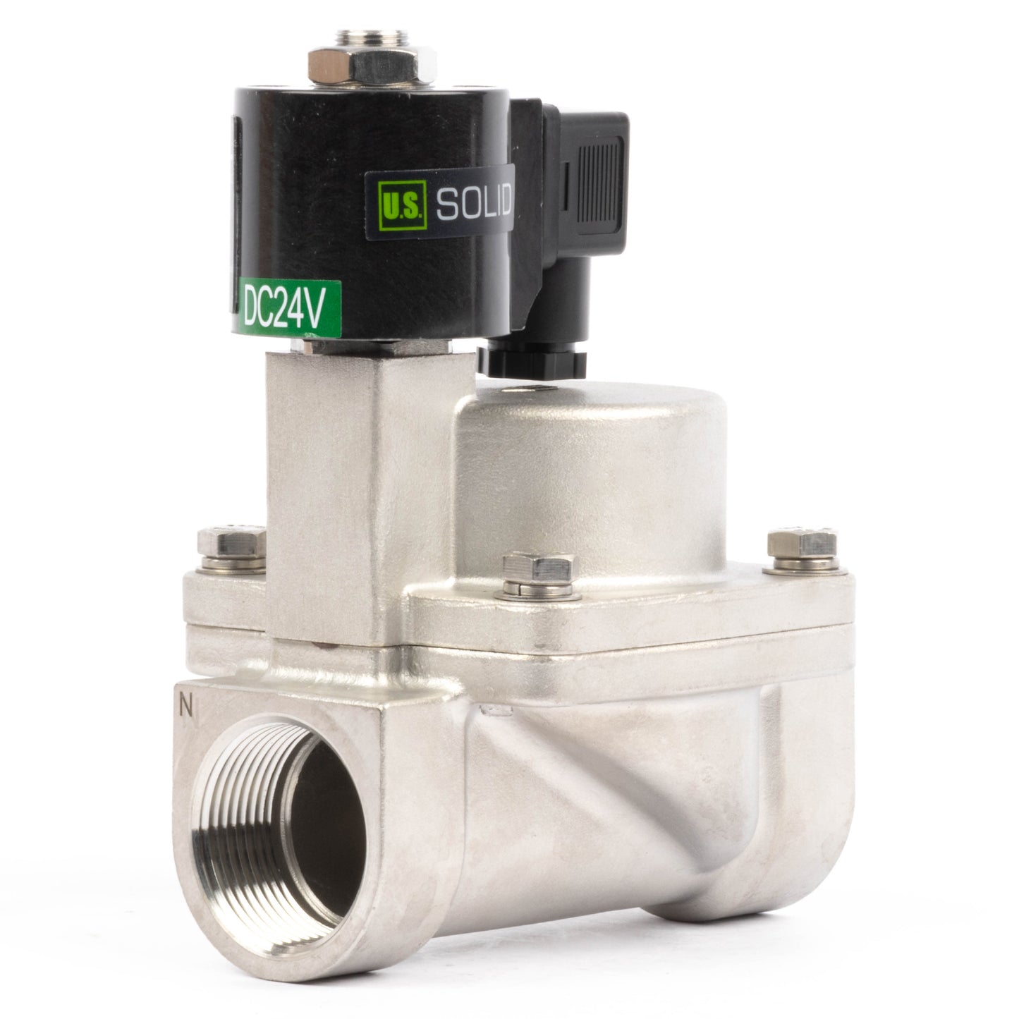 Électrovanne haute température - Acier inoxydable 1-1/4", 725 PSI, 24 V CC, 150 °C (302 °F), normalement fermée, joint VITON
