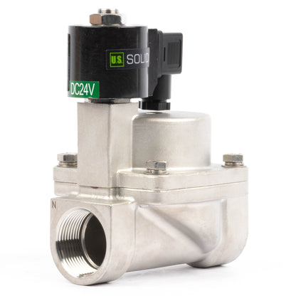 Électrovanne haute température - Acier inoxydable 1-1/4", 725 PSI, 24 V CC, 150 °C (302 °F), normalement fermée, joint VITON