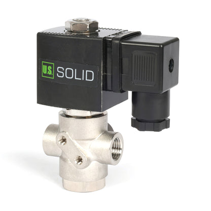 1/4" SUS304 3-tieinen solenoidiventtiili - 12 V DC, 2 asentoa
